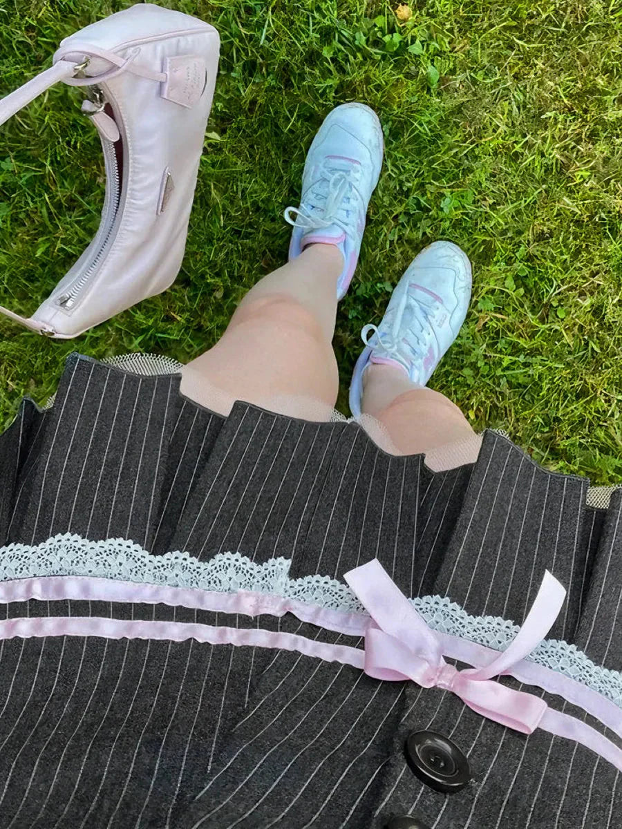 Stripped Ribbon Skirt N19396