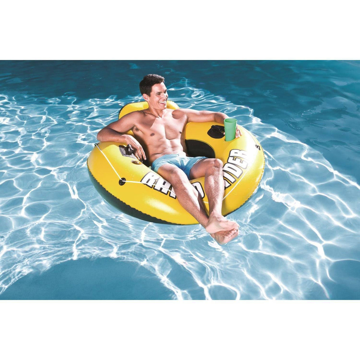 12 Pack Inflatable Raft Tube with Handles and Cup Holders D64772