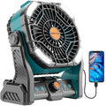 20000mAh Camping Fan with LED Lantern USB Rechargeable 4 Speeds Black E9859
