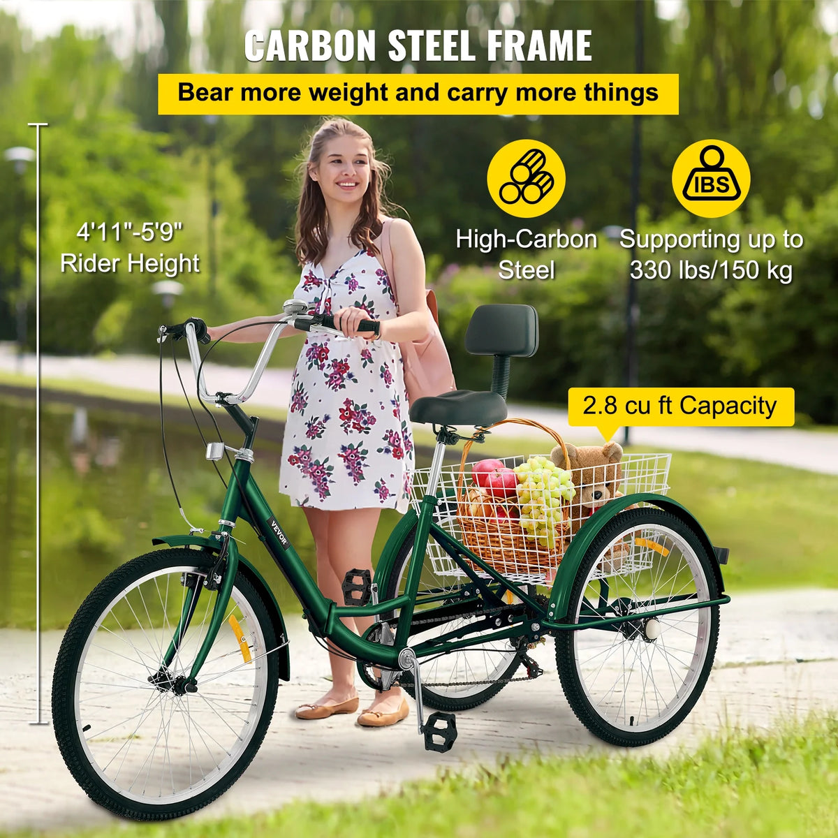 Foldable 7-Speed Adult Tricycle 24" Wheels V48579