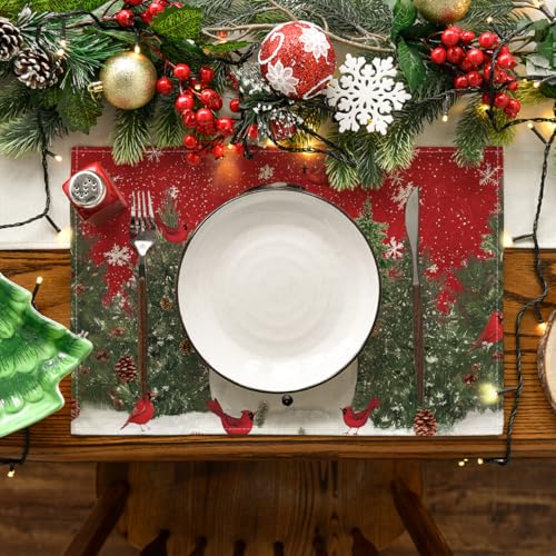 Snowman Cardinals Trees Christmas Placemats Set of 4 X608