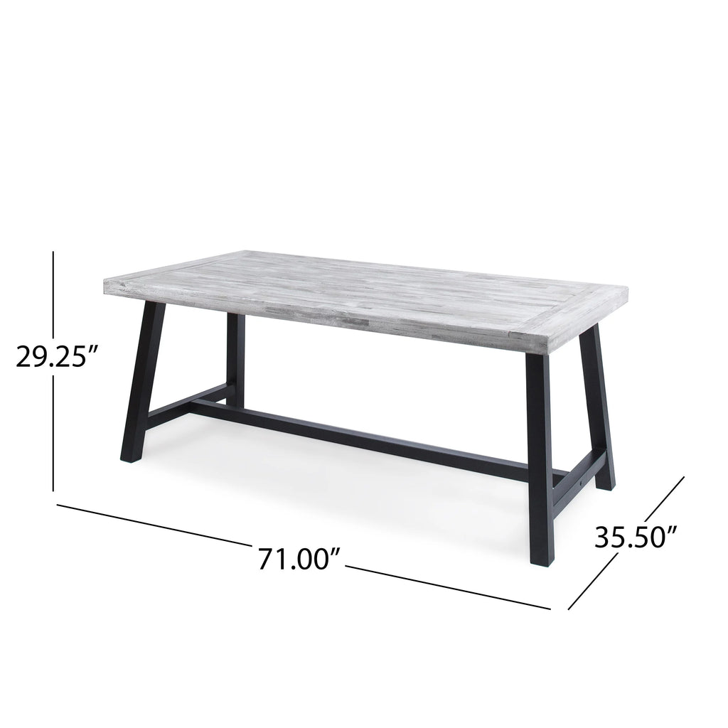 Light Grey Acacia Wood Rectangular Dining Table X44153