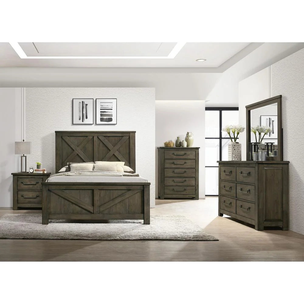 Grey 6-Drawer Dresser with Mirror Set I704