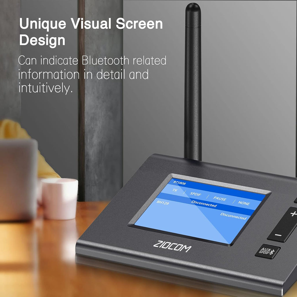 Bluetooth Transmitter Receiver Wireless Audio Adapter with LCD Display H365