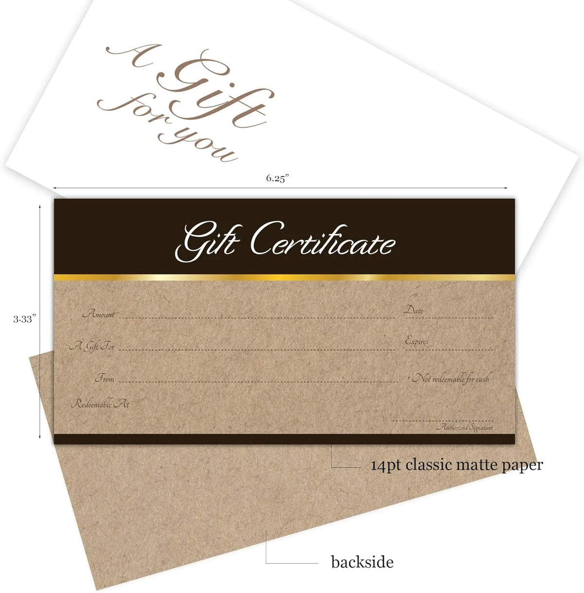 Blank Gift Certificates 25 Set with Matching Envelopes S562