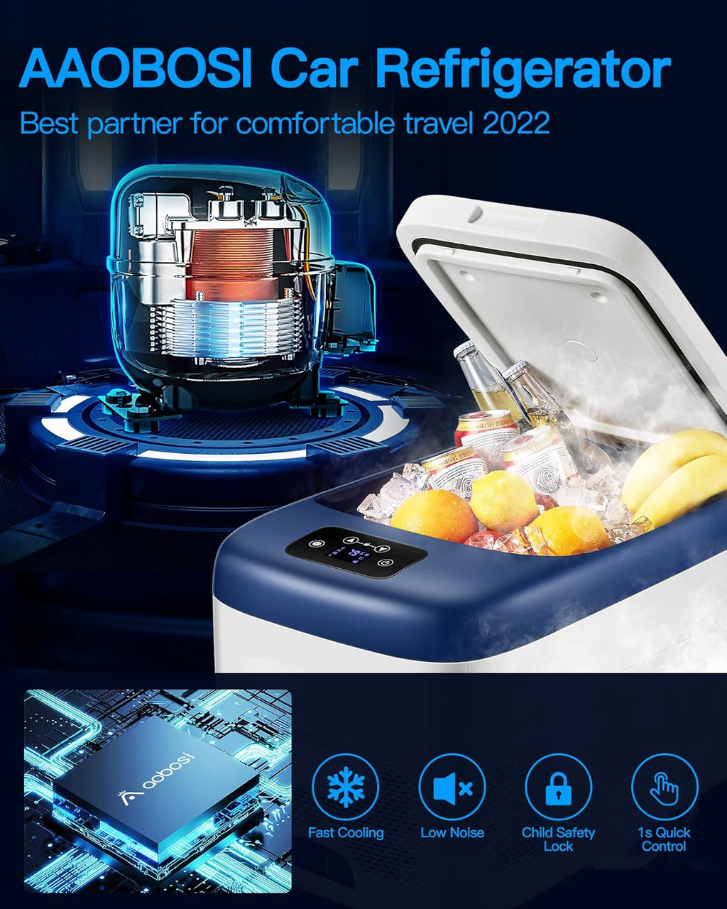 12 Volt 27 Quart Portable Car Refrigerator Freezer with APP Control T392443