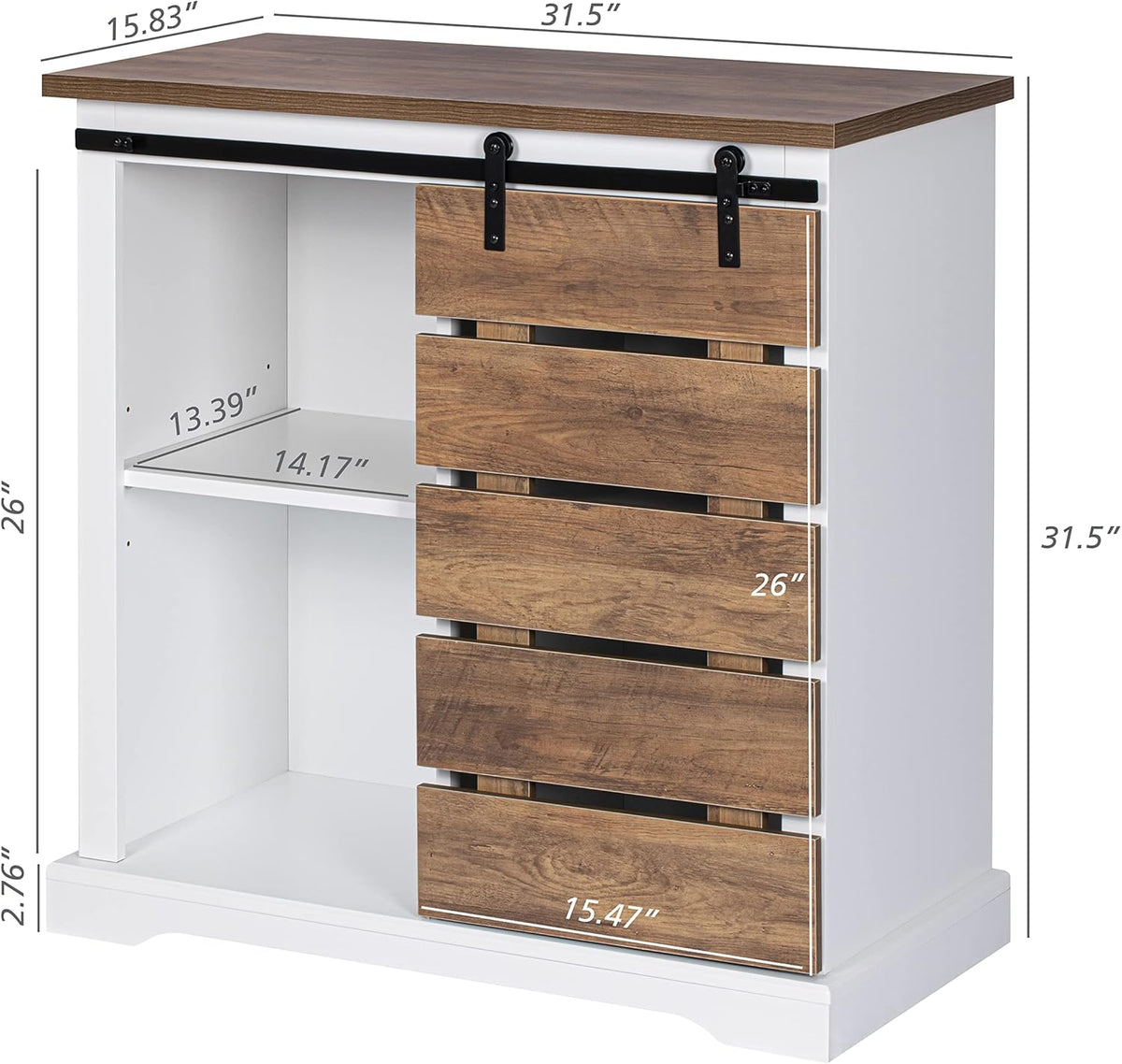 Farmhouse Sliding Slat Door Storage Console with Barn Door H9641