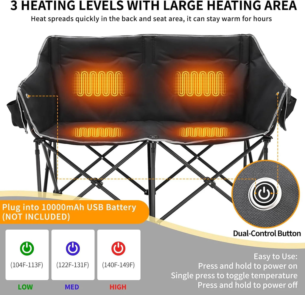 Oversized Heated Two Person Folding Camping Chair Z578425