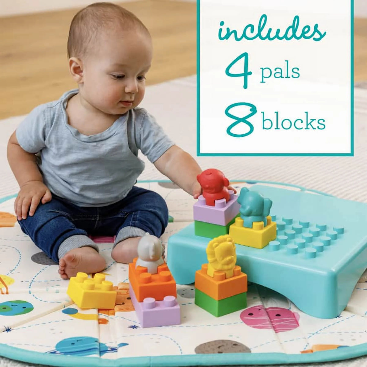 14-Piece Multicolor Building Blocks Activity Station Q3209