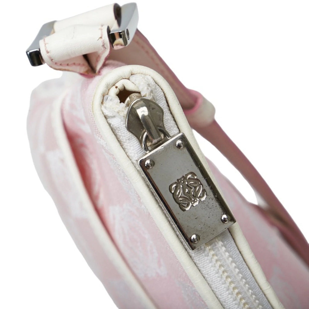 Pre-Owned Pink White Canvas Leather Shoulder Bag N370975
