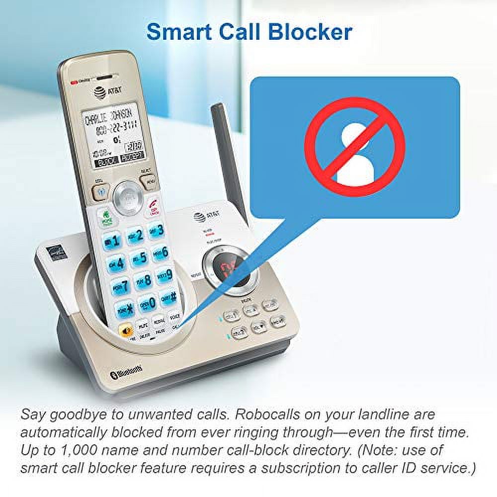White/Champagne DECT 6.0 Expandable Cordless Phone System with Digital Answering System V201