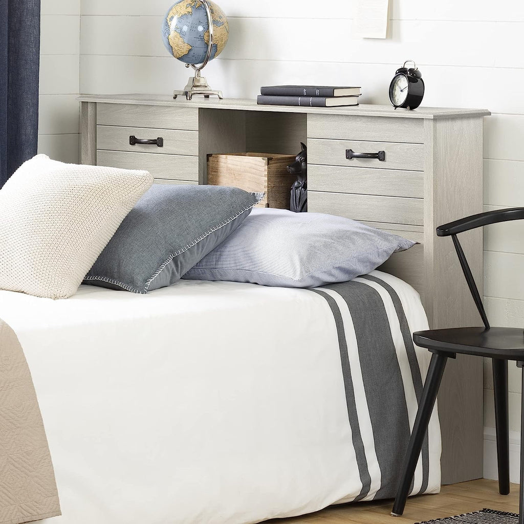 Full Winter Oak Bookcase Headboard V2065