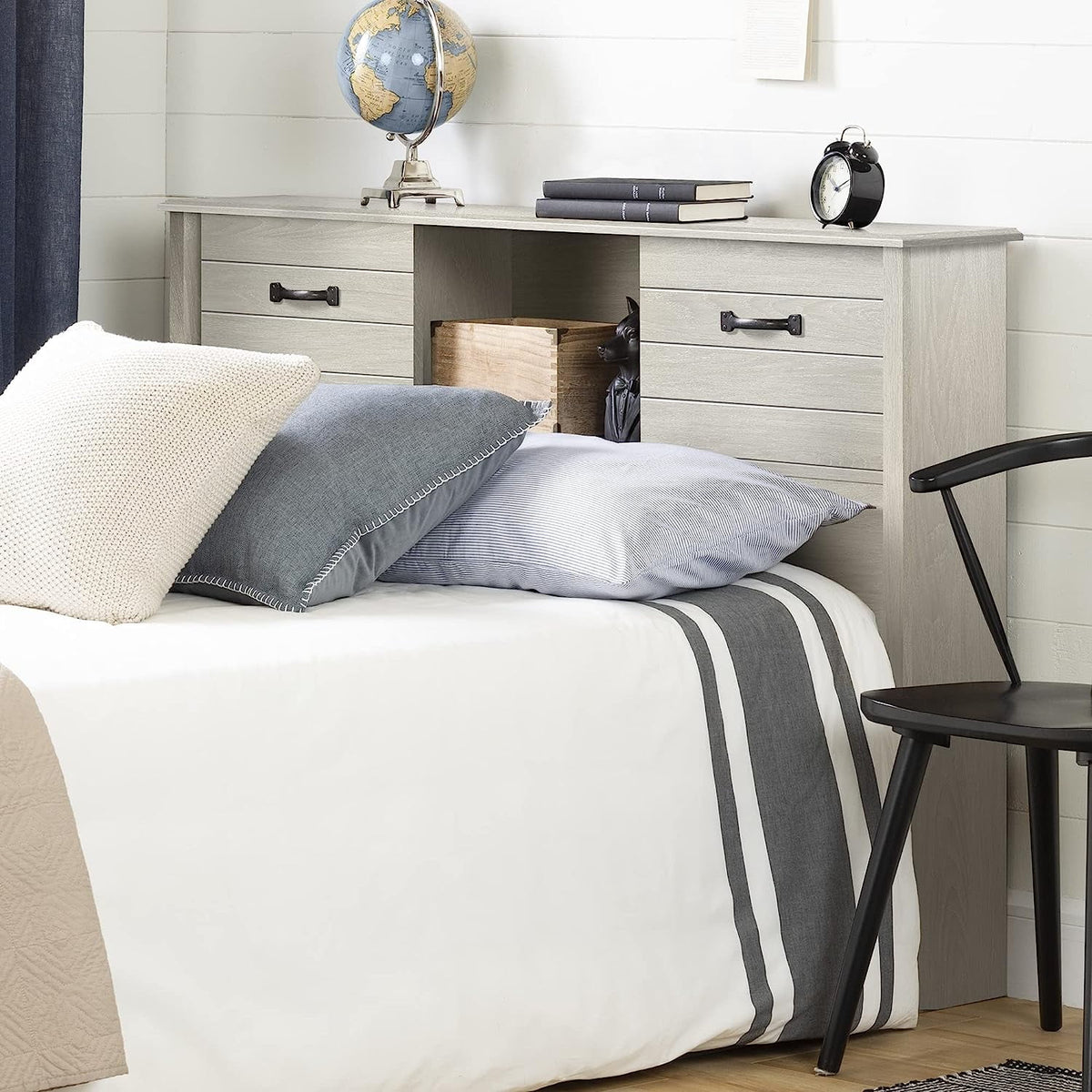 Full Winter Oak Bookcase Headboard V2065