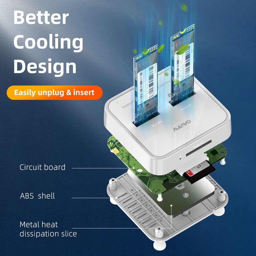 2 Bay M.2 NVMe SATA Docking Station with USB3.1 GEN2 Card Reader F69711