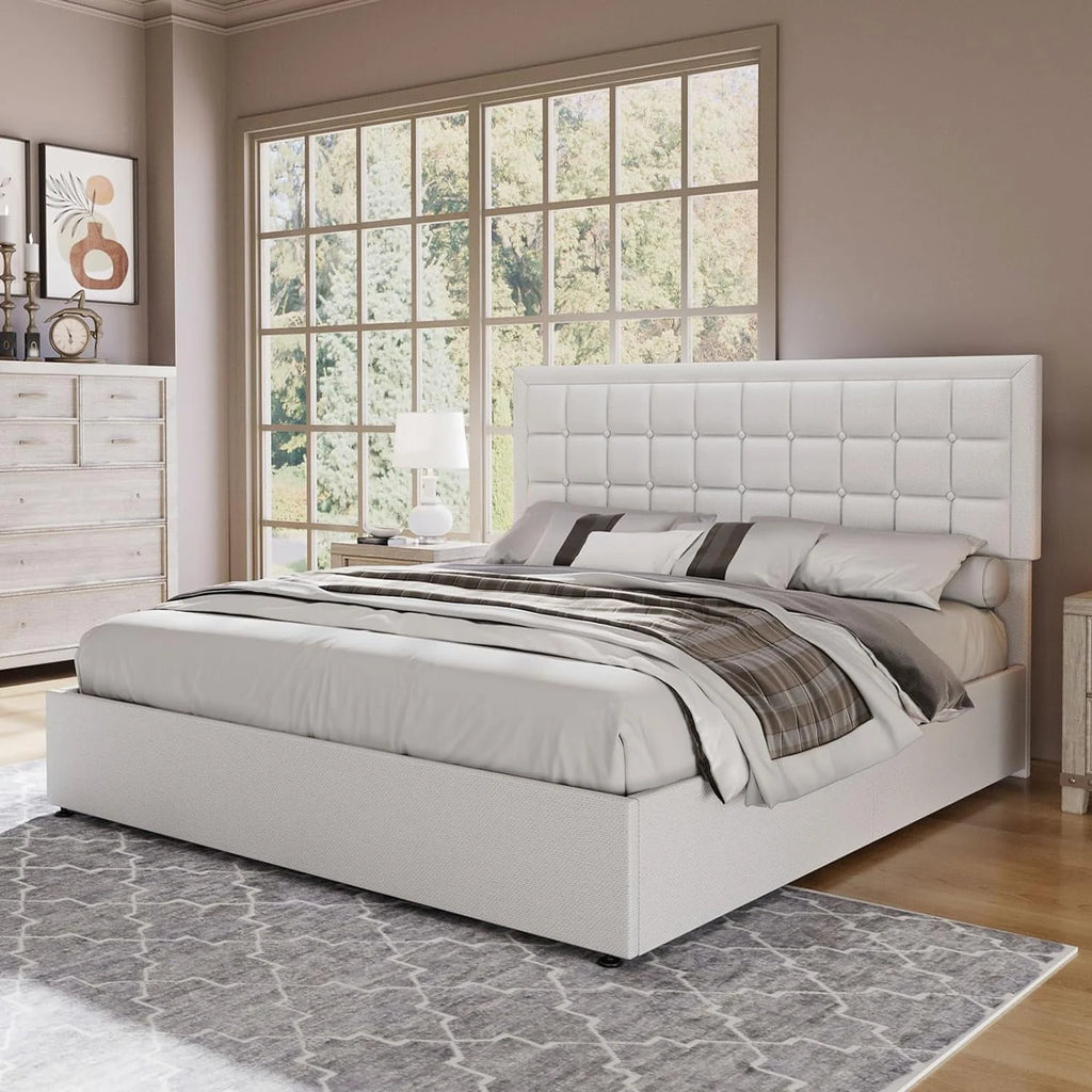 King Size Lift Up Storage Upholstered Platform Bed Frame W9472
