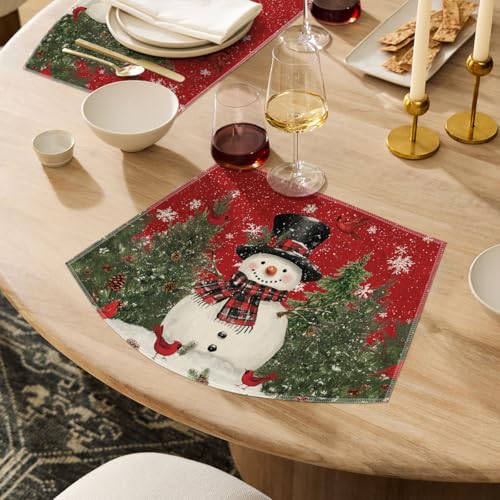 Snowman Cardinals Trees Christmas Placemats Set of 4 X608