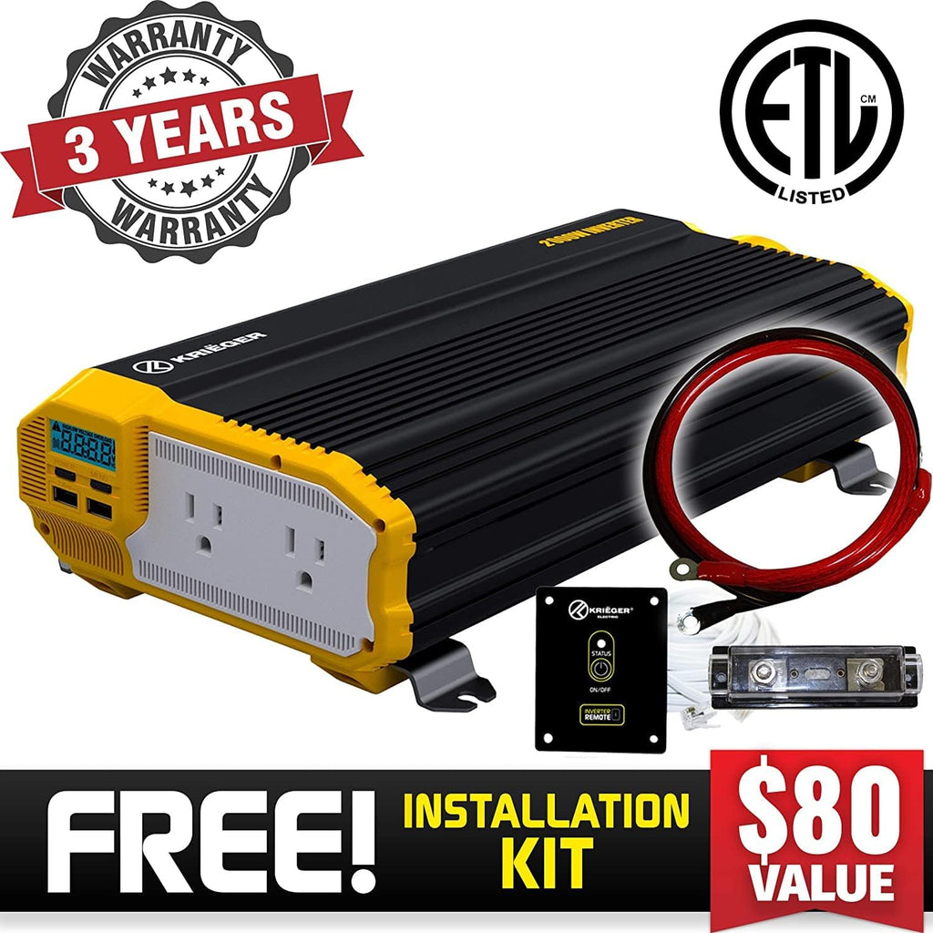 2000 Watts Modified Sine Wave Power Inverter with Dual AC Outlets C5987