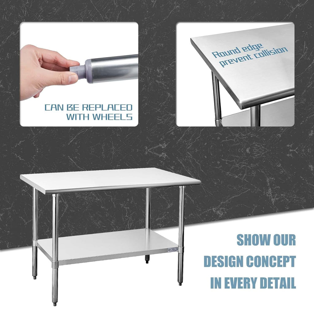 Stainless Steel Commercial Heavy Duty Table with Undershelf and Galvanized Legs L409