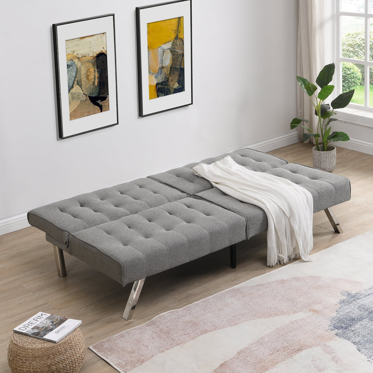 Gray Fabric Sofa Bed F77540