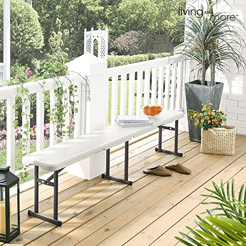 6 Foot Fold-in-Half Bench with Steel Frame, White S683841
