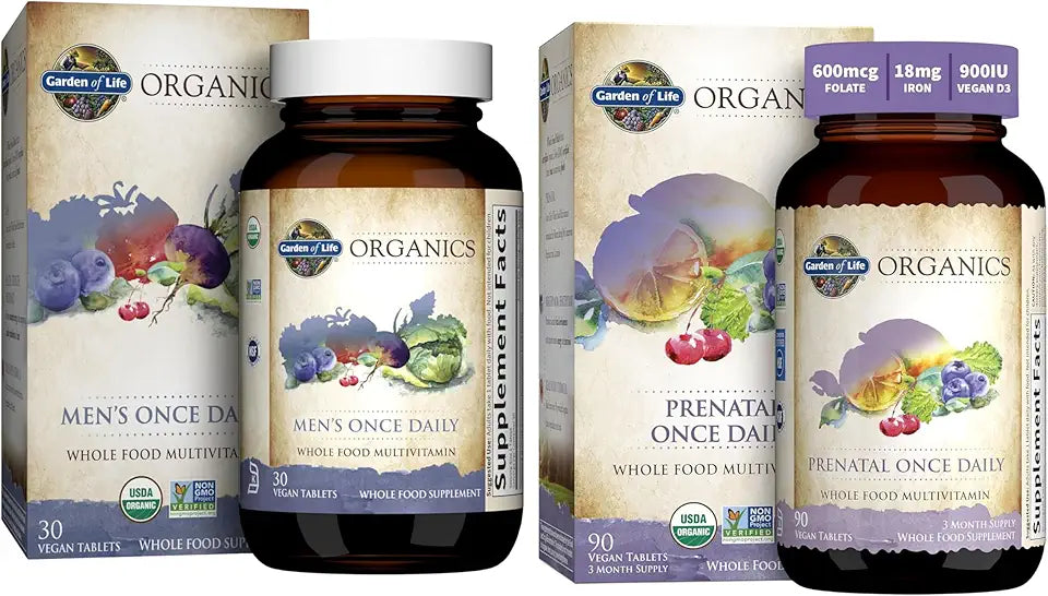 Prenatal Vitamin and Men's Multivitamin Tablets Vegan 30 Count E766409