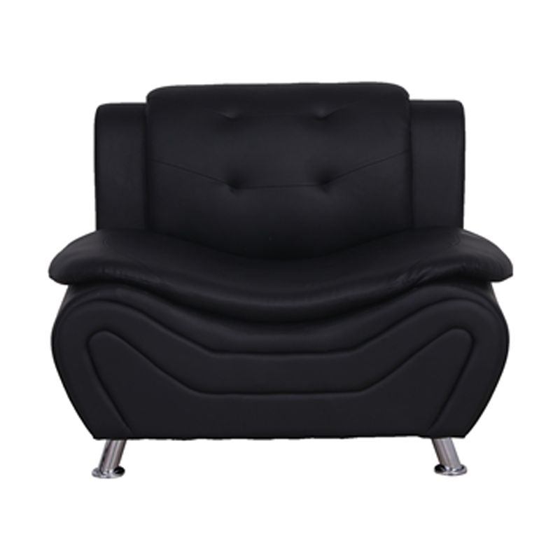 Black Faux Leather Loveseat and Club Chair 2-Piece Set Z3303