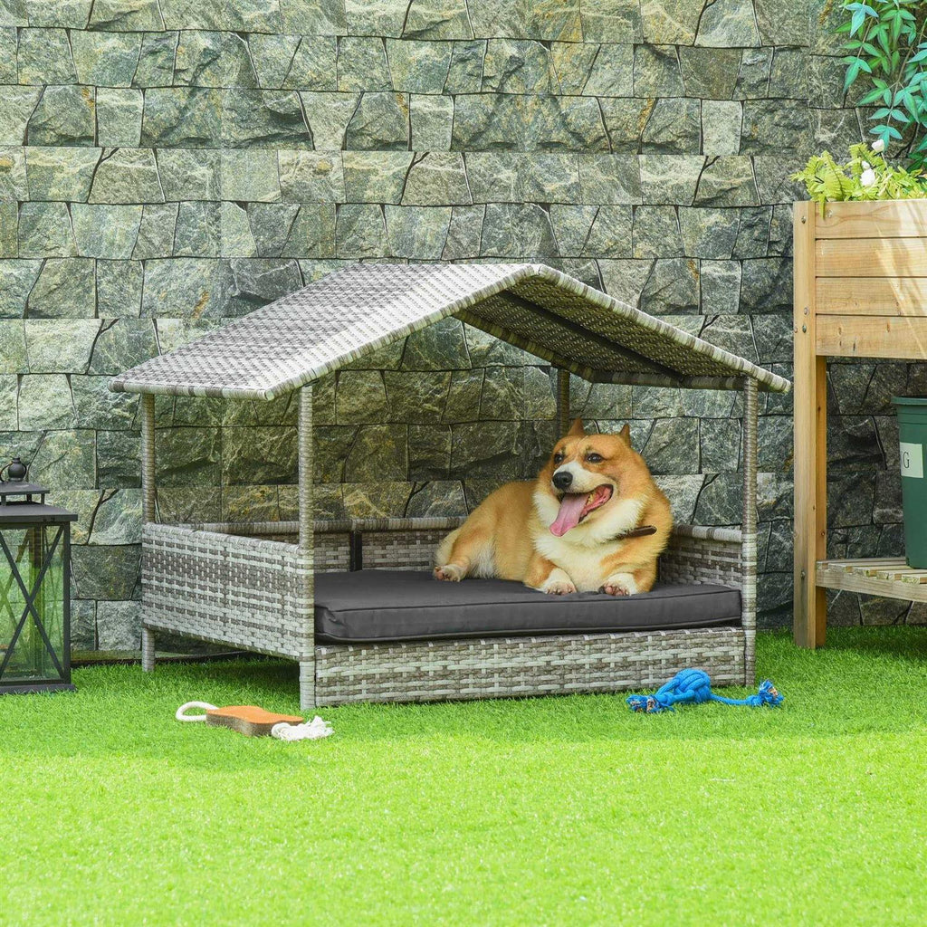 Wicker Elevated Dog House with Removable Cushion I339139