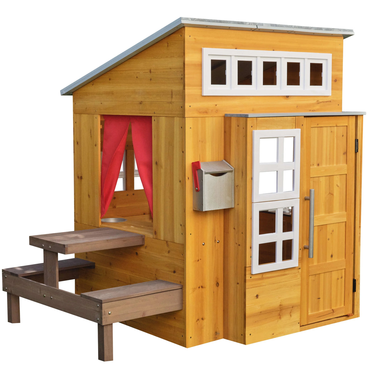 Wooden Outdoor Playhouse with Picnic Table P3941