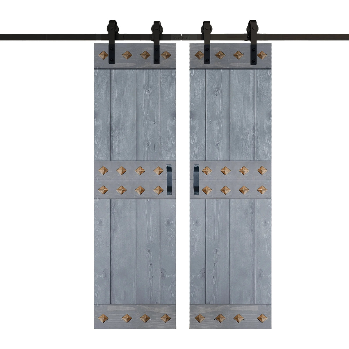 Dark Gray Knotty Pine Wood Barn Door with Hardware Kit P198723