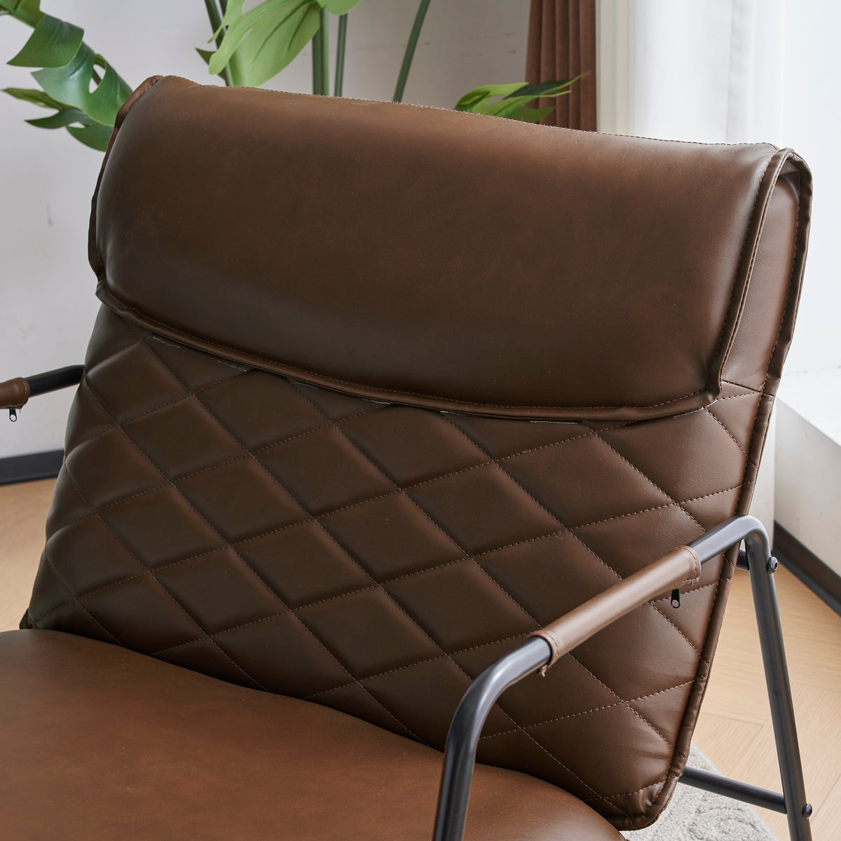 Dark Brown Accent Chair and Ottoman Set Q742