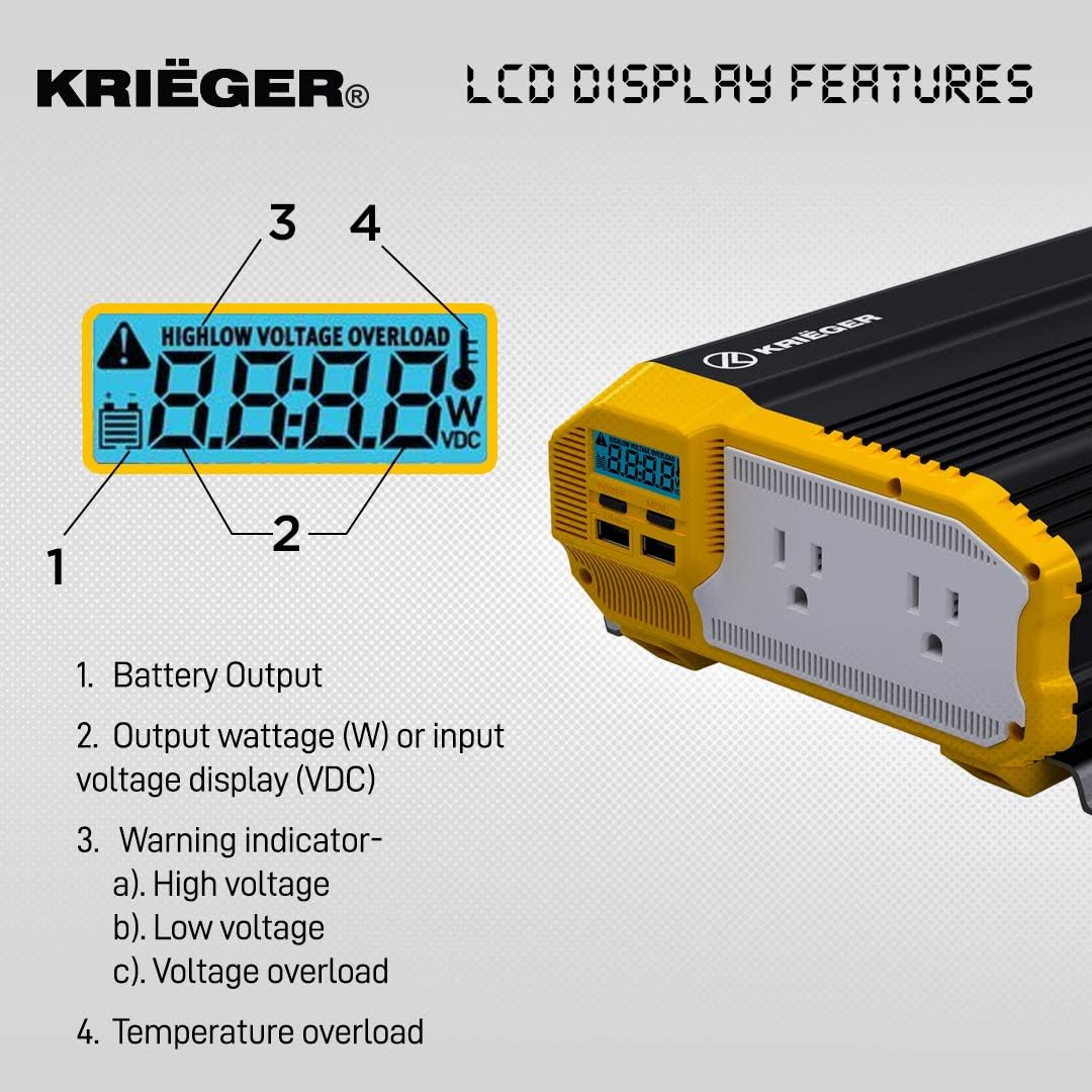 2000 Watts Modified Sine Wave Power Inverter with Dual AC Outlets C5987