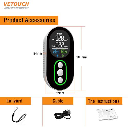 Air Quality Monitor, Pm2.5 & Pm10 Particle Detector, Temperature and Humidity Display E263037