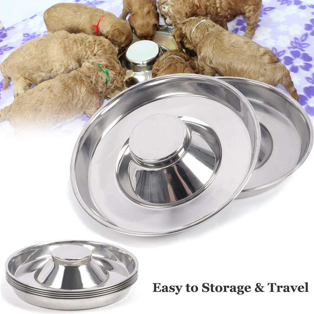 Stainless Steel Puppy Feeding Food and Water Bowls G431637