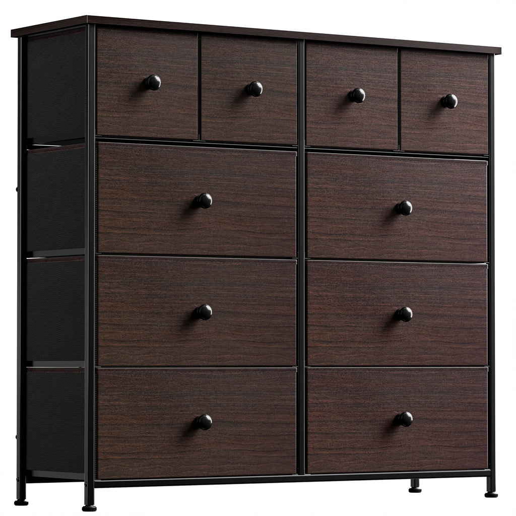 Dark Brown 10 Drawer Fabric Dresser O1971
