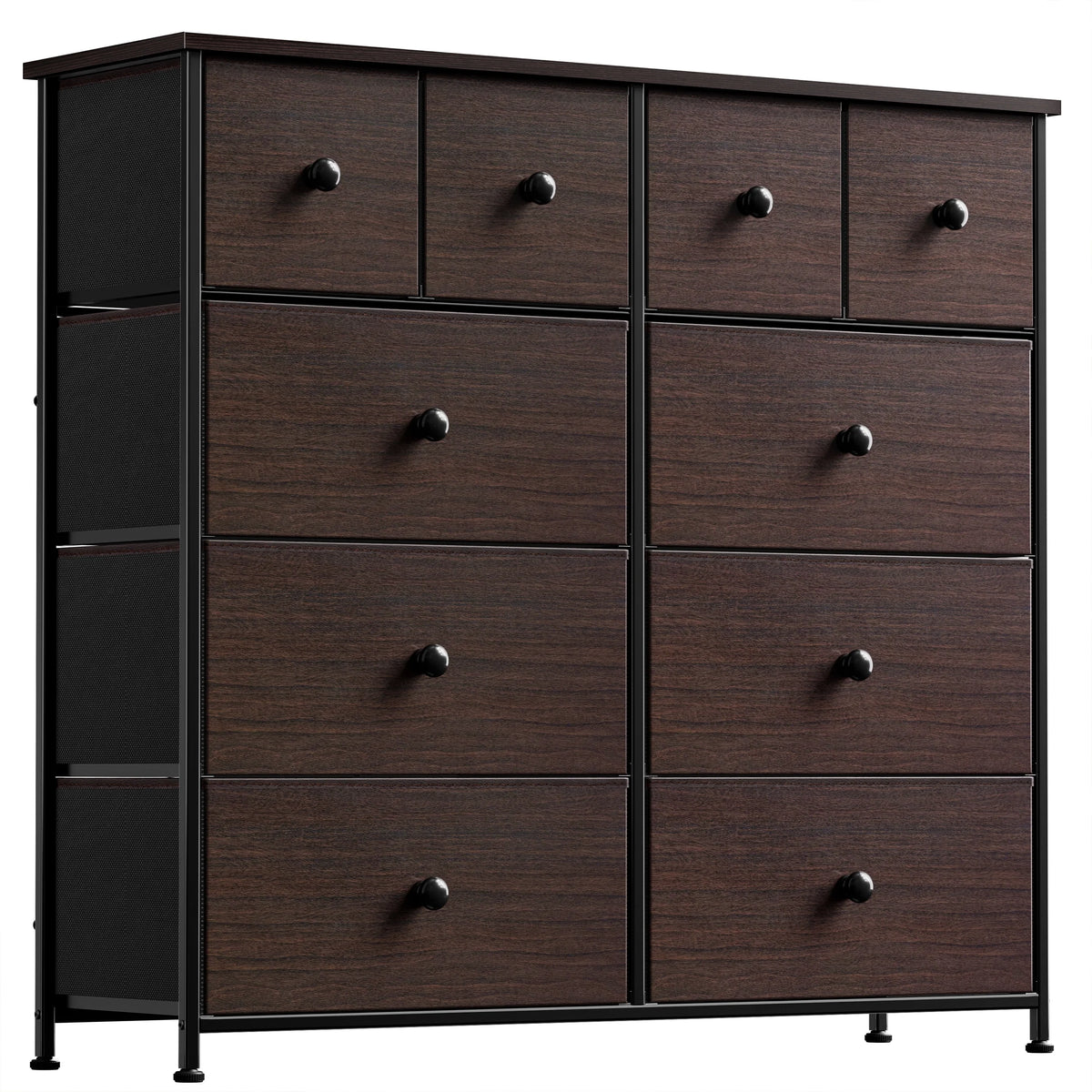 Dark Brown 10 Drawer Fabric Dresser O1971