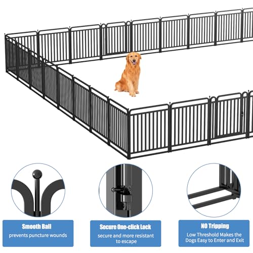 32 Inch 16 Panels Foldable Metal Dog Playpen with Doors V153