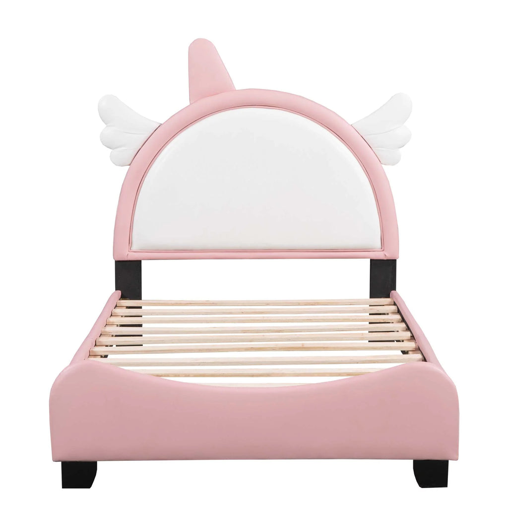 White PU Twin Platform Bed T604769