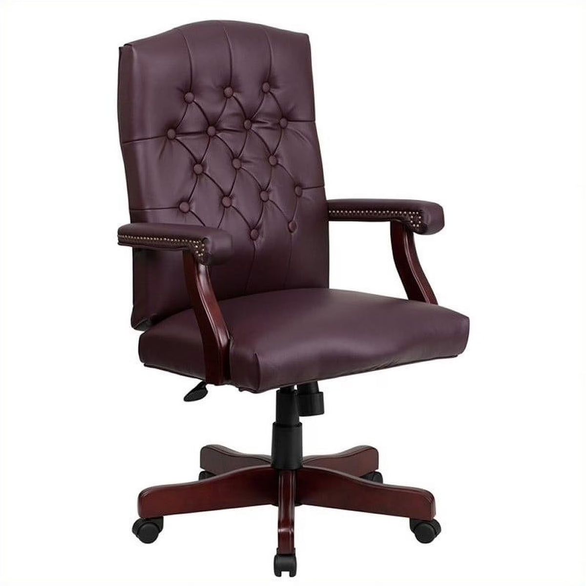 Burgundy Leather Swivel Office Chair X682292