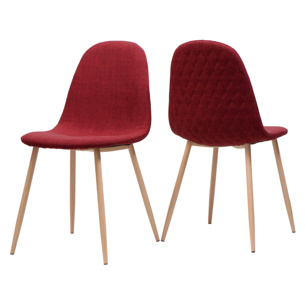Red Fabric Dining Chairs, Set of 2 V471