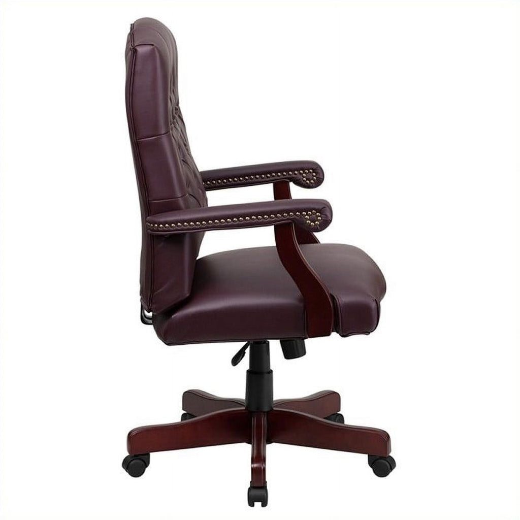 Burgundy Leather Swivel Office Chair X682292