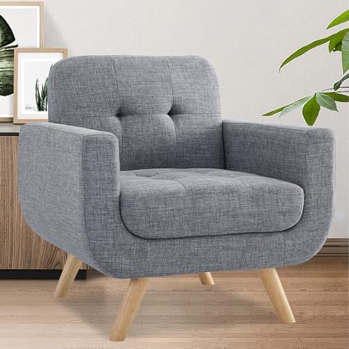 Beige Linen Accent Armchair U83252