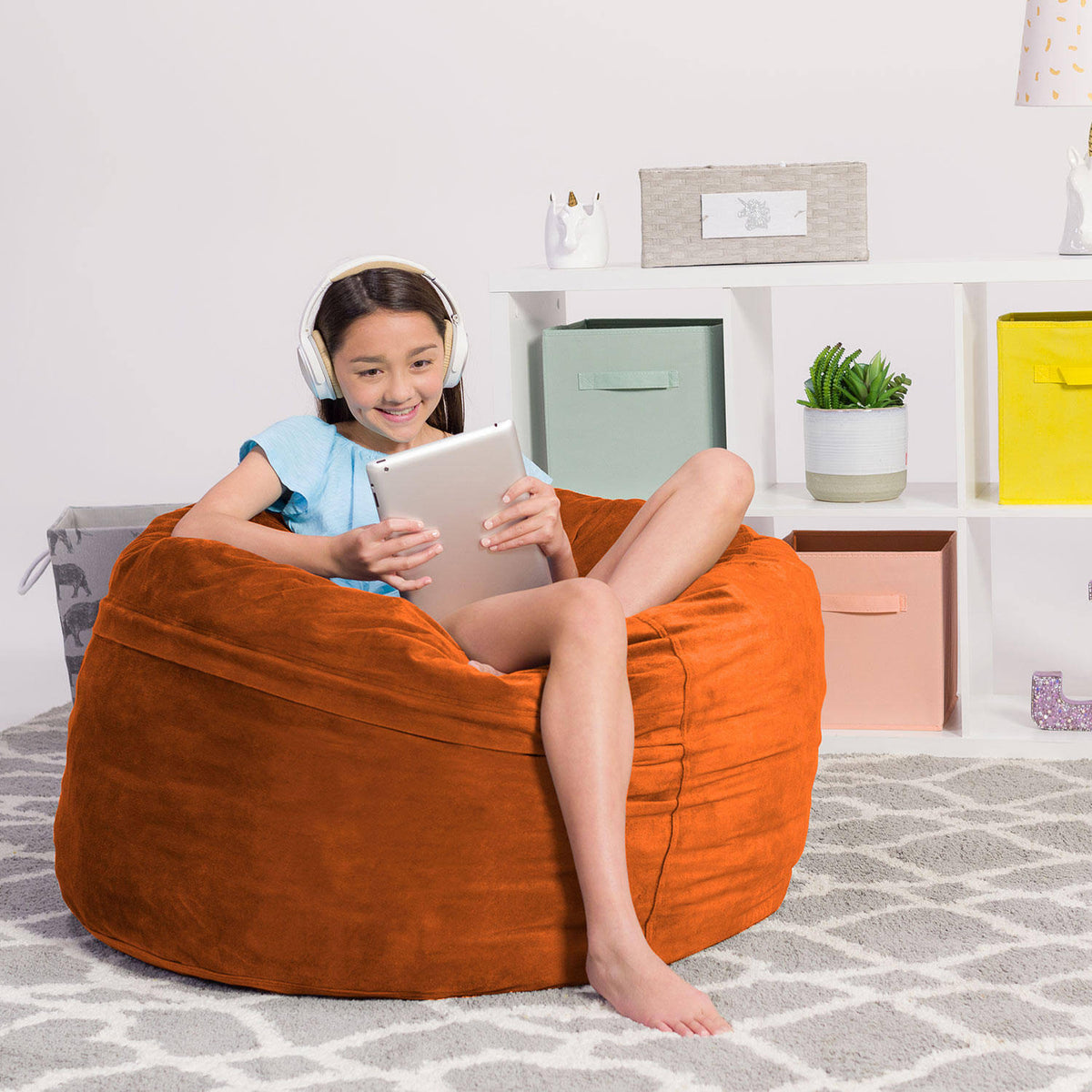 Orange 3 Foot Memory Foam Kids Chair X726
