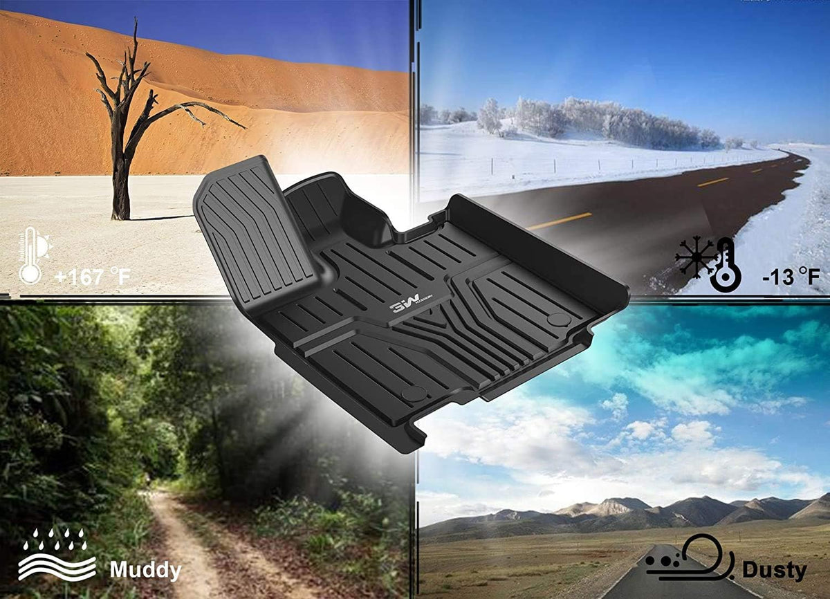 TPE All Weather Custom Fit Floor Liner for Audi Q7, 1st & 2nd Row Full Set, Black J181187