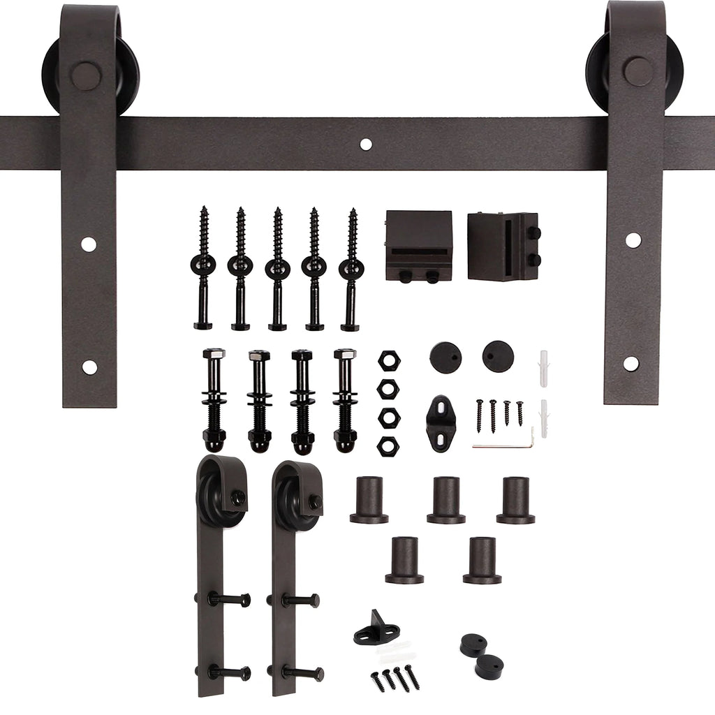 Dark Gray Knotty Pine Wood Barn Door with Hardware Kit P198723