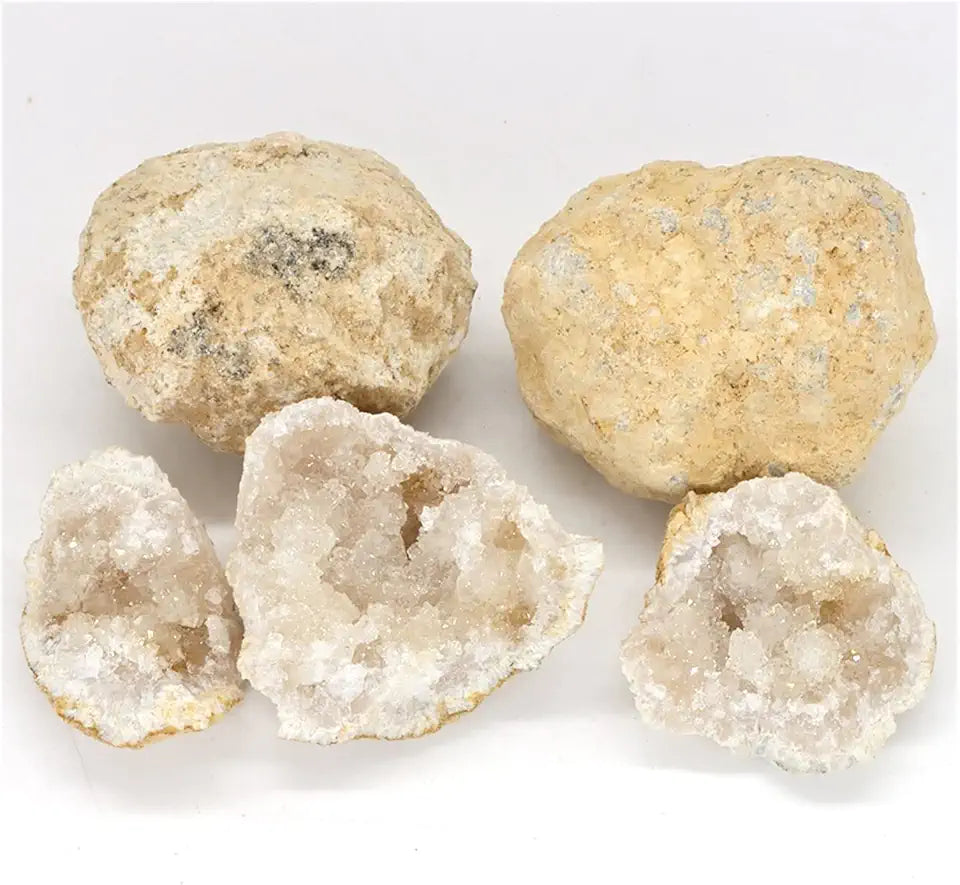 Unopened Natural Agate Geode Raw Quartz Crystal Cluster 5PCS X60169