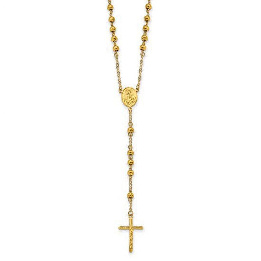 30" Stainless Steel Polished Rosary Necklace D6875