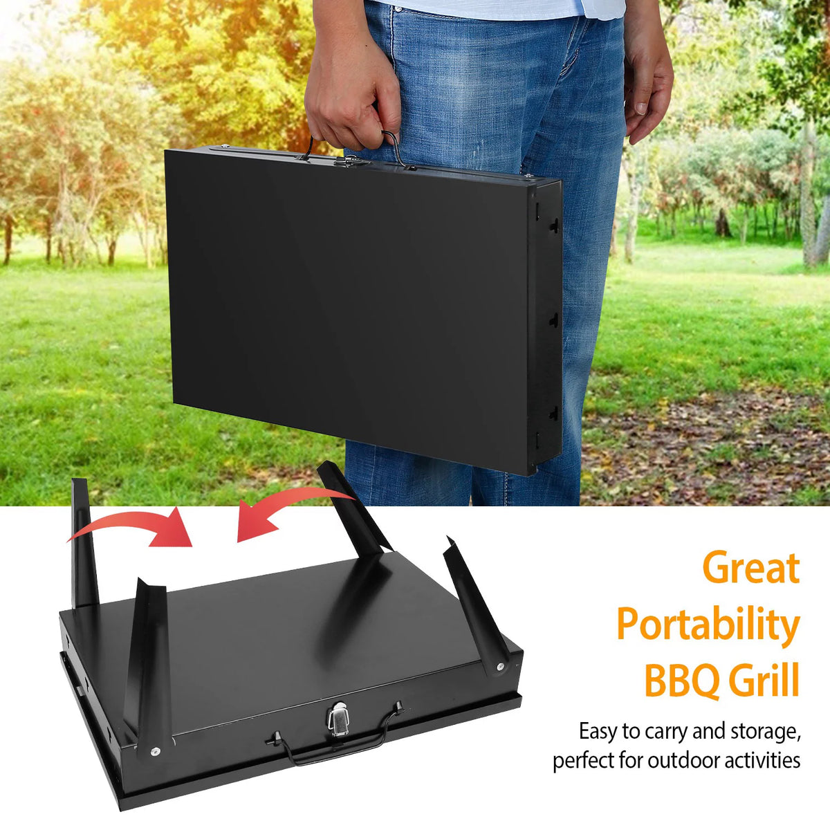Portable Charcoal Grill Foldable BBQ Suitcase Grill G90450