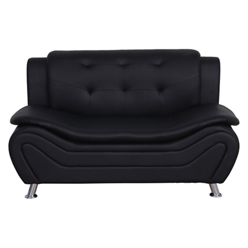 Black Faux Leather Loveseat and Club Chair 2-Piece Set Z3303