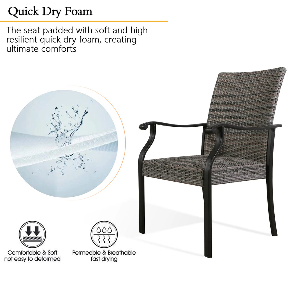 6-Person Metal Rattan Patio Dining Set with Umbrella Hole Y8335