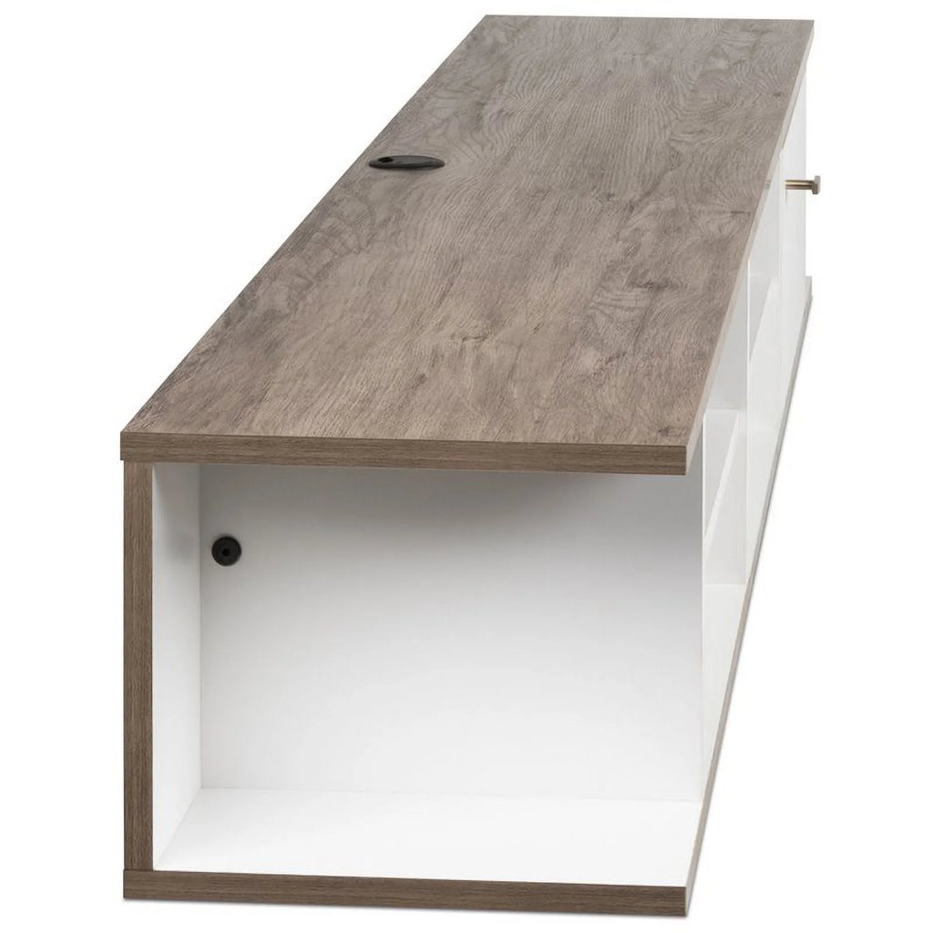 White Wood Wall Mounted TV Stand Q486